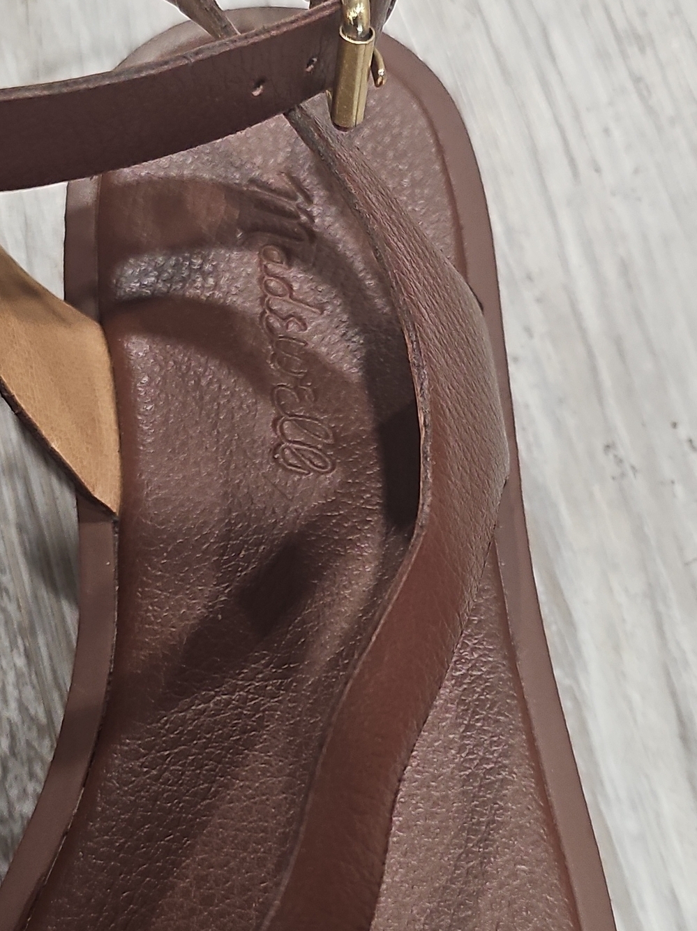 Madewell Brown Leather Strappy Ankle Flat Sandals - Picture 2 of 9